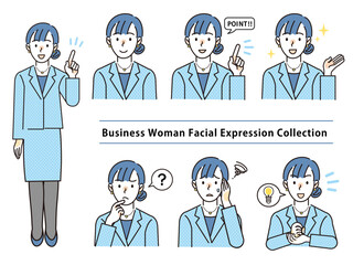 女性会社員全身と表情コレクションセット