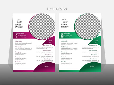 Design layout for a medical flyer template. for a photo backdrop and an A4 vector template design