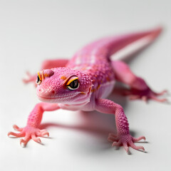 Obraz premium Pink Gecko on white background