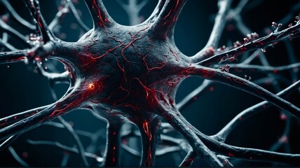 Neurone network cells with glowing link knots