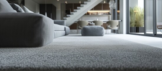 Low angle view of chic furniture and plush carpet indoors. - Powered by Adobe