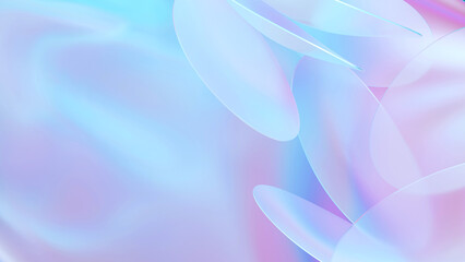 The holographic background has realistic round glass. Rainbow reflections in modern abstract style. pink and purple Textures with magical effects. 3d Render