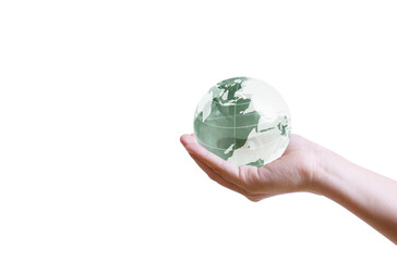 holding globe in his hand