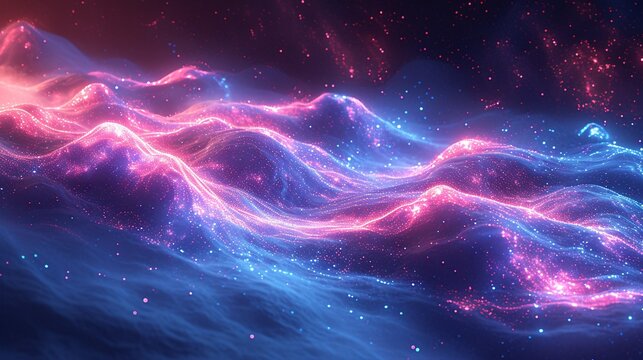 Pink Waves of Light: A Neon Dreamscape Generative AI