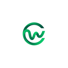 letter w monogram logo with 3d style
