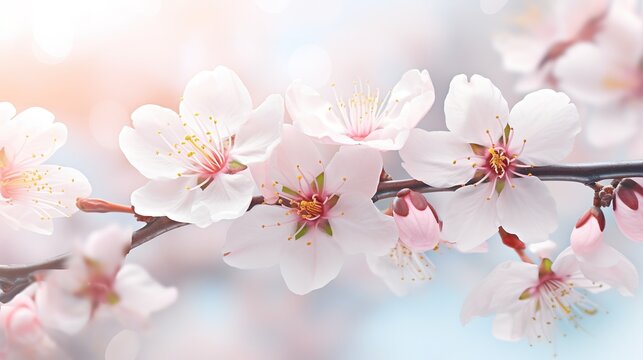 Almond blossom. Spring background, generative ai, generative, ai