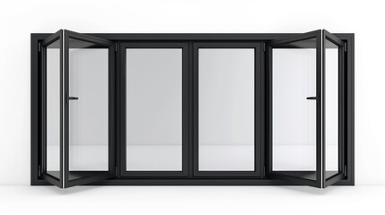window frame made of black metal, isolated on a white background