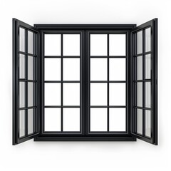 window frame made of black metal, isolated on a white background
