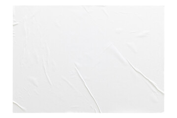 crumpled white paper texture , wrinkled poster template ,blank glued creased paper sheet mockup....