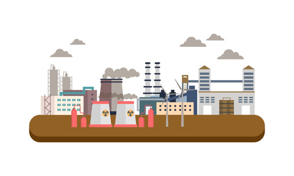 Urban landscape with factory illustration