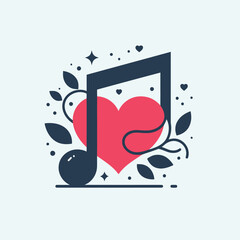 A basic heart with a love music note vector