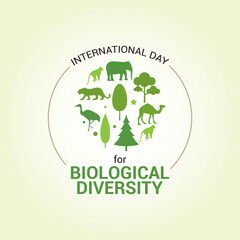 International Day for Biological Diversity Vector Illustration. Suitable for Greeting Card, Poster and Banner. Share information about biodiversity and its importance with friends and family.