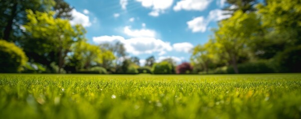 backyard, green grass blurred background