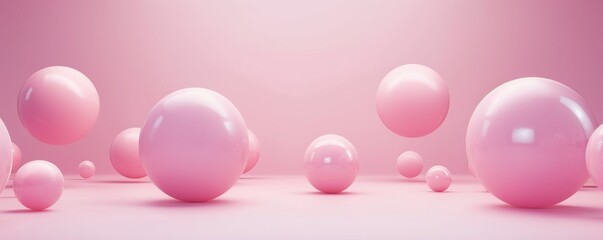 Floating spheres 3d background with empty space for product show