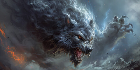 Werewolf on the full moon night