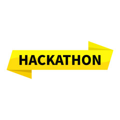 Hackathon Text In Yellow Ribbon Rectangle Shape For Promotion Information Announcement Business Marketing Social Media
