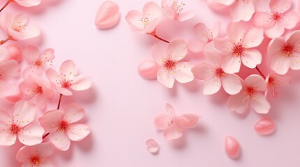 Fototapeta na wymiar Cherry blossom petals background clipart. Pink gradient background., generative ai