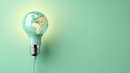 Lightbulb with earth for earth hour . Saving energy, Switch off for an hour. - Powered by Adobe