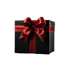 Gift Box with Elegant Red Ribbon Isolated on Transparent Background - High-Quality PNG Image