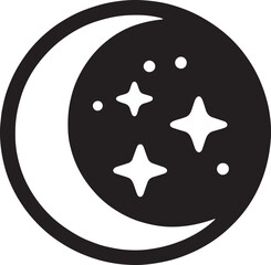 Obraz premium Crescent Moon and Stars Icon