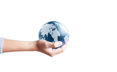 holding globe in his hand