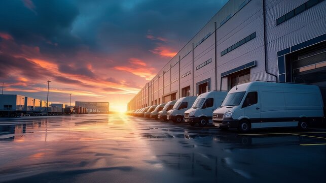 Delivery of white vans in a service van from courier trucks and cars