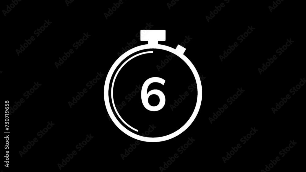 Wall mural 10 second countdown timer animation from 10 to 0 seconds. modern white and black stopwatch countdown