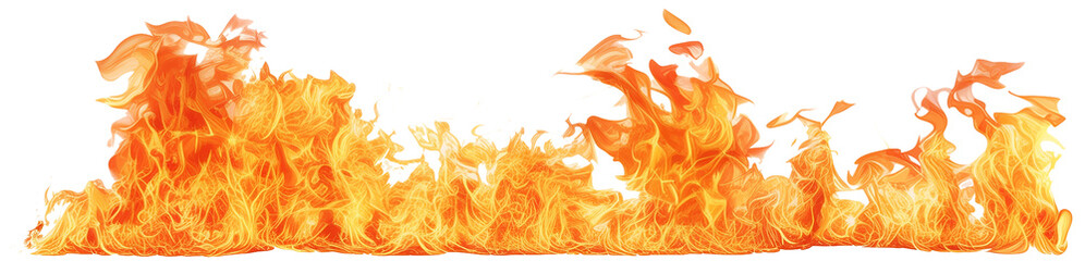 Long Fiery Flames on Transparent Background