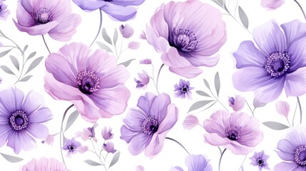 Delicate floral seamless pattern with abstract flowers, isolated watercolor illustration for textile, wrapping paper or wallpapers , generative ai, 
