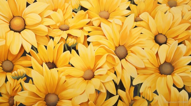 Field of yellow daisies, generative ai