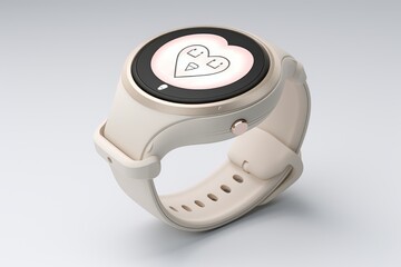 White background with isolated smartwatch heart, technology equipment object