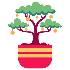 Asian culture bonsai plant vector