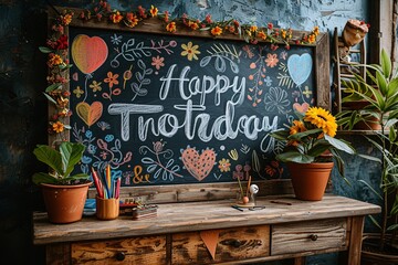 Happy Tuesday Chalkboard Sign Generative AI