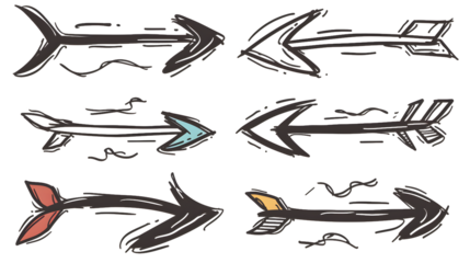 Hand drawn arrows set. Vector doodle icon.