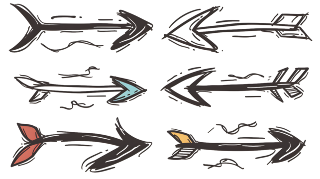 Hand drawn arrows set. Vector doodle icon.