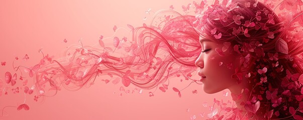 Pink Petals and Painted Hair: A Flower-Inspired Hairstyle for the Month of Love Generative AI