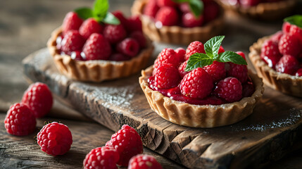 Raspberry tartlets commercial photography 
