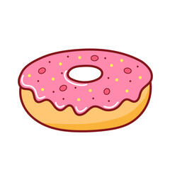 Isolated donut icon with pink icing on white background. - 730727238