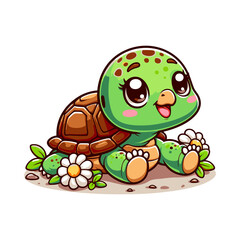 illustration of baby turtle cartoon style isolated on white background