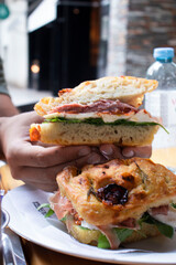 grilled chicken with vegetables and bread sandwich