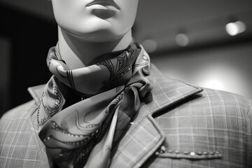 mannequin in a casual outfit with silk scarf as a neckerchief