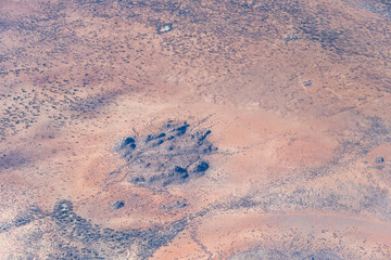 basalt boulders buttes in desert, aerial,  Namibia
