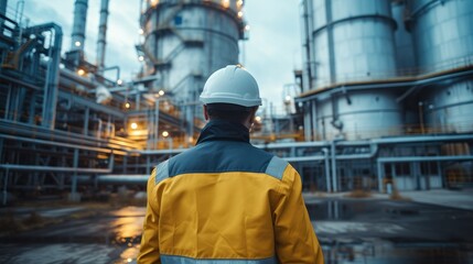 Fototapeta premium A nuclear decommissioning engineer plans and executes the safe dismantling and decontamination, such as power plants and reactors, after they reached the end of their operational life. Generative AI.
