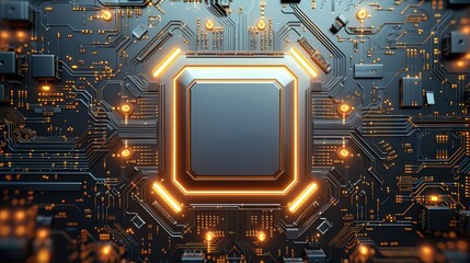 A futuristic circuit board. Generative AI.