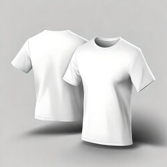 White t-shirt front and back set, cutout in PNG format with a transparent background. A mockup template for showcasing a product 