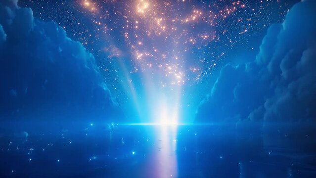 Abstract scene with light rays and smoke, animation background