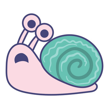 snail illustration with vector stroke style