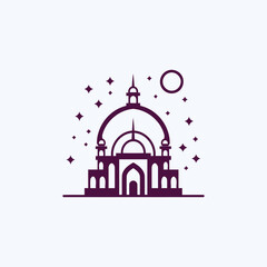 Naklejka premium Mosque logo design with Islamic creative concept Vector