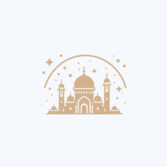 Mosque logo design with Islamic creative concept Vector
