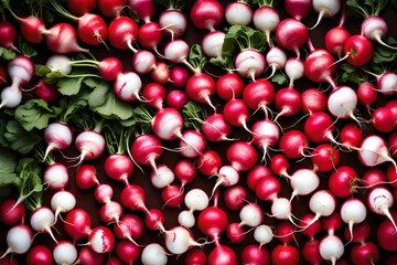 crisp  red and white radishes,